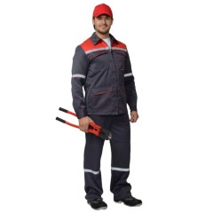 Костюм "Механик": куртка, брюки серый с красным и СОП 25 мм.