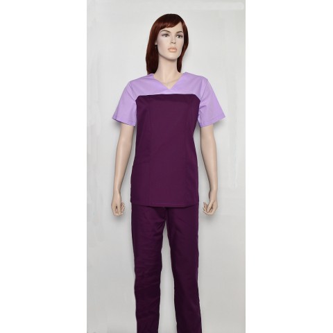 Костюм медицинский жен. фиолетовый с сиреневым ткань Тиси