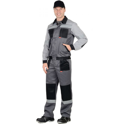 Костюм "Лигор" куртка, брюки  т.серый со св. серым и черным СОП 50 мм