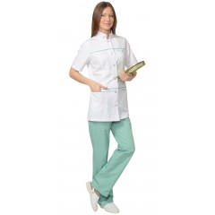 Костюм "ЛАУРА" женский: блуза, брюки, (белый с мятным)