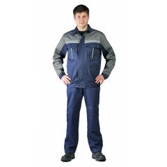Костюм мужской "Оптимальный" летний с брюками т.синий/серый